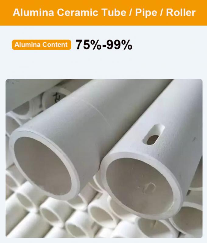 Suhu Tinggi 99% Al2o3 Refractory Ceramic Tube Pipe Alumina Keramik Roller Untuk Keramik Oven 0