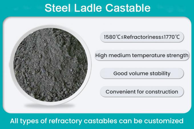 Ketahanan Erosi Tinggi Baja Castable Castable Aluminium Tinggi Castable Refractory Lining Untuk Electric Arch Furnace 0