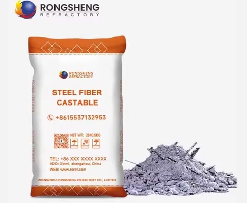 Rongsheng Alumina Steel Fiber Castable Kualitas Tinggi Abrasi Resistant Steel Fiber Refractory Castables Untuk Tungku Industri