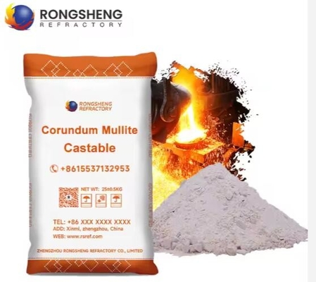 Mullite refractory castable tidak berbentuk Isolasi suhu tinggi Korundum kekuatan tinggi