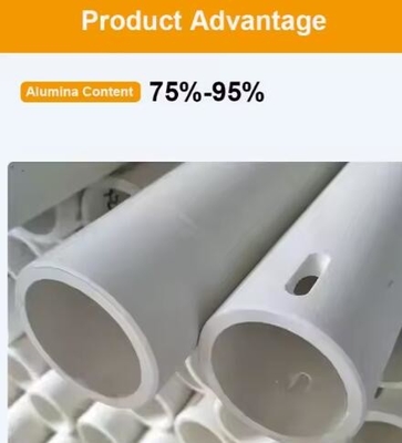 Suhu Tinggi 99% Al2o3 Refractory Ceramic Tube Pipe Alumina Keramik Roller Untuk Keramik Oven