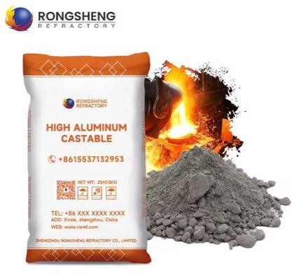 Rongsheng Refractory Casting Low Cement Refractory Casting 1650°C High Alumina Casting Untuk Lining Boiler Tungku