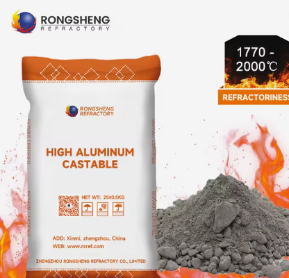 Ketahanan Erosi Tinggi 65% 75% Al2o3 Bahan Lapisan Tahan Api Alumina Tinggi yang Dapat Dicor Semen Rendah untuk Tungku Lengkungan Listrik